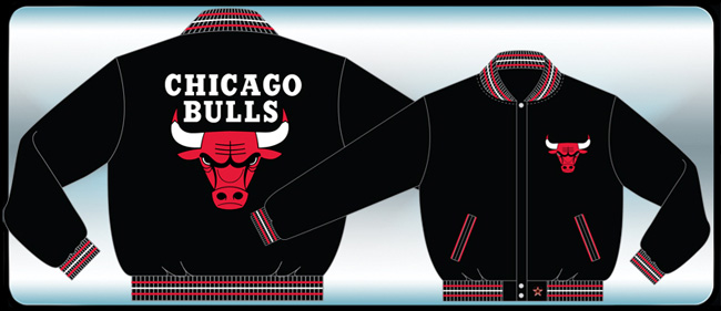 Wool/Leather Basketball Chicago Bulls Black Varsity Jacket