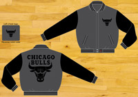 Chicago Bulls / Charcoal and Black - NBA Wool Reversible Jacket