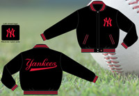 New York Yankees / Black and Red - MLB Wool Reversible Jacket