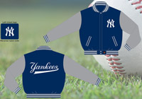 New York Yankees / Navy and Grey - MLB Wool Reversible Jacket