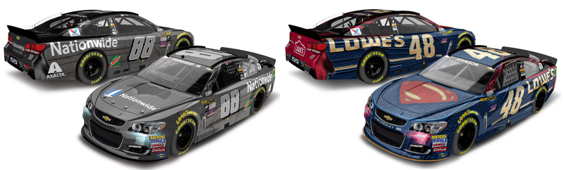 NEW 2016 JIMMIE JOHNSON #48 SUPERMAN DALE EARNHARDT JR BATMAN 2 PACK 1/64 CARS 
