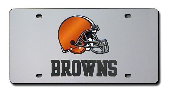 Cleveland Browns VINTAGE Style Deluxe Acrylic Laser Cut Mirrored License Plate Tag Football 