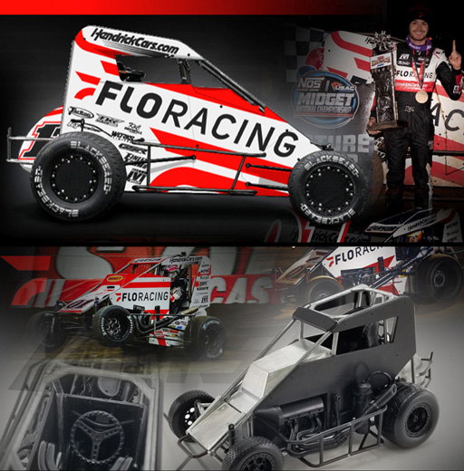 2022 Kyle Larson #01 FloRacing - Dirt Midget Sprint Car 1/18 Diecast