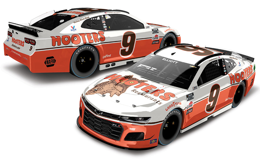 2021 Chase Elliott #9 Hooters - Darlington Throwback 1/64 Diecast