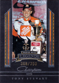 2005 Tony Stewart - Press Pass Legends / 2002 Champion # Gold Trading Card