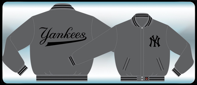 New York Yankees / Charcoal - MLB Wool Reversible Jacket