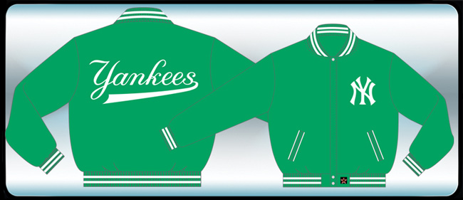 New York Yankees / Green - MLB Wool Reversible Jacket