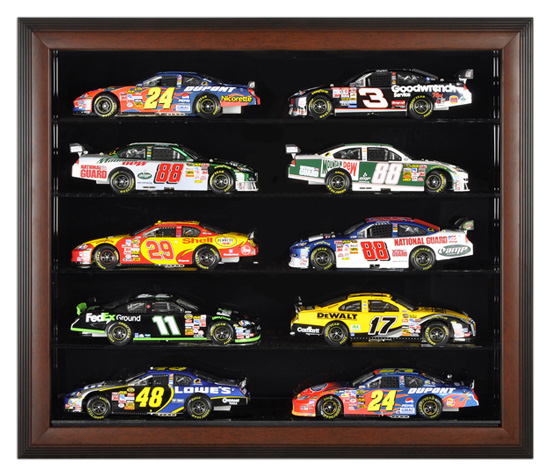 10-Car 1/24 Diecast Display w/ Brown Frame