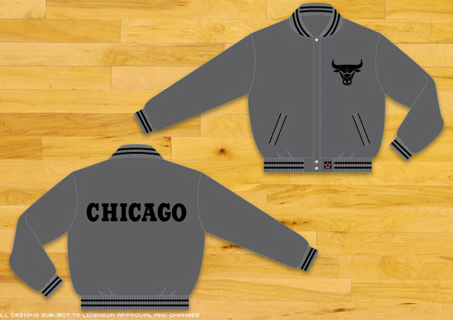 Chicago Bulls / Charcoal - NBA Wool Reversible Jacket