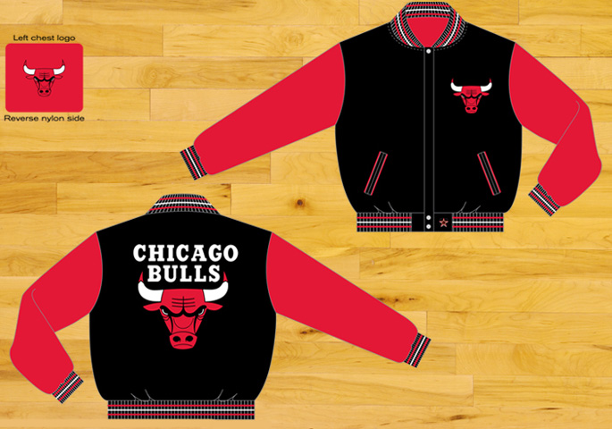 Chicago Bulls / Black and Red - NBA Wool Reversible Jacket