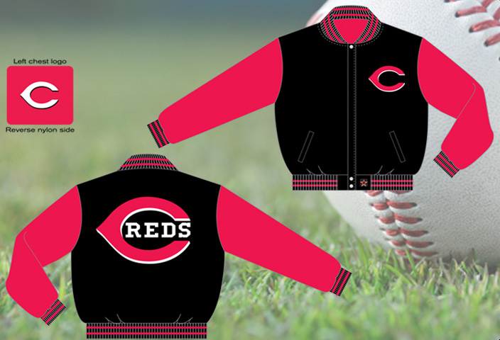 Cincinnati Reds / Black and Red - MLB Wool Reversible Jacket