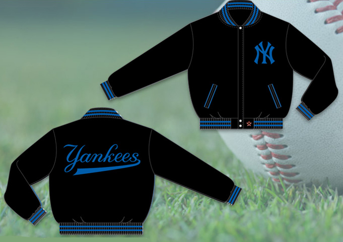 New York Yankees / Black and Royal - MLB Wool Reversible Jacket