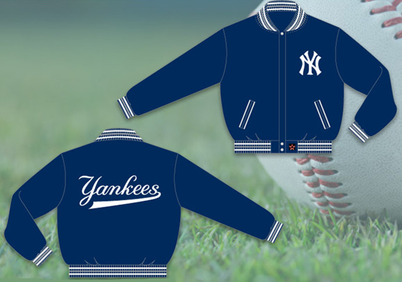 New York Yankees / Navy Blue - MLB Wool Reversible Jacket