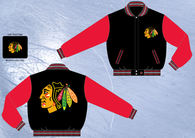 Chicago Blackhawks / Black and Red - NHL Wool Reversible Jacket