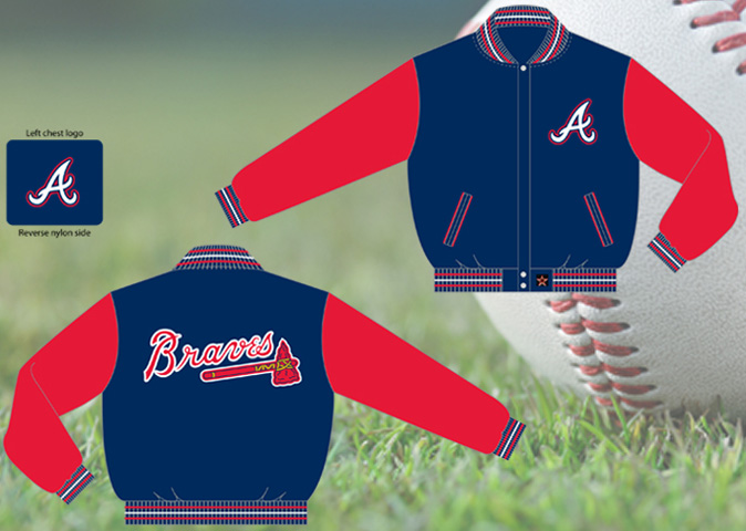 Atlanta Braves / Navy and Red - MLB Wool Reversible Jacket