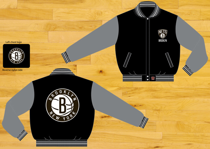 Brooklyn Nets / Black and Grey - NBA Wool Reversible Jacket