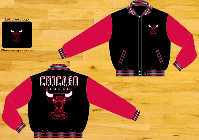 Chicago Bulls "Windy City" / Black and Red - NBA Wool Reversible Jacket