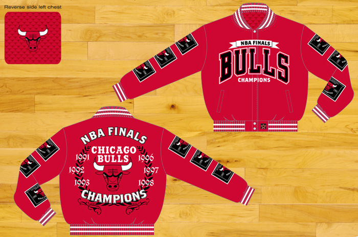 Chicago Bulls / NBA Finals Champions - Red Wool Reversible Jacket