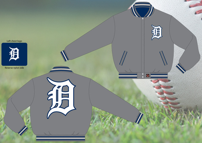 Detroit Tigers / Grey and Navy - MLB Wool Reversible Jacket