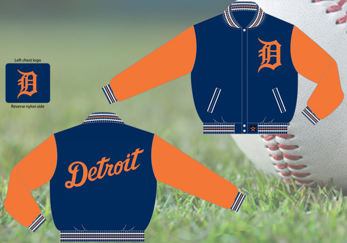 Detroit Tigers / Navy and Orange - MLB Wool Reversible Jacket