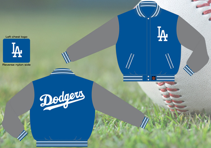 Los Angeles Dodgers / Royal and Grey - MLB Wool Reversible Jacket