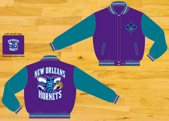 New Orleans Hornets / Purple and Teal - NBA Wool Reversible Jacket