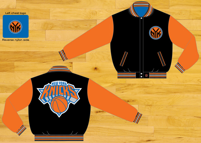 New York Knicks / Black and Orange - NBA Wool Reversible Jacket