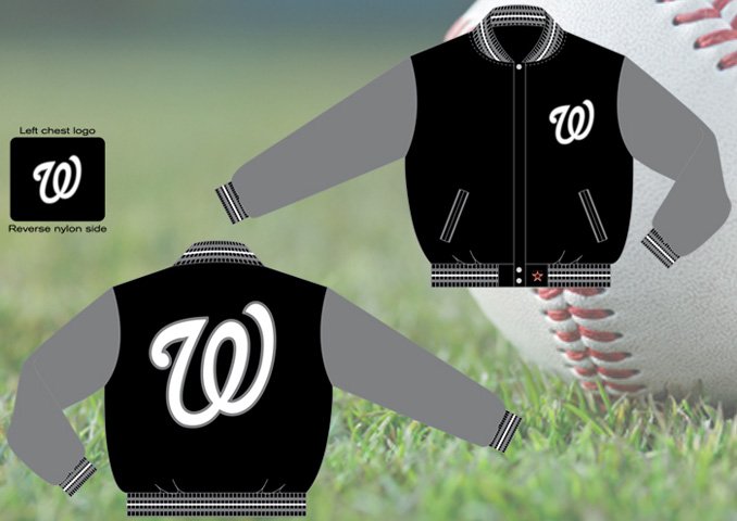 Washington Nationals / Black and Grey - MLB Wool Reversible Jacket