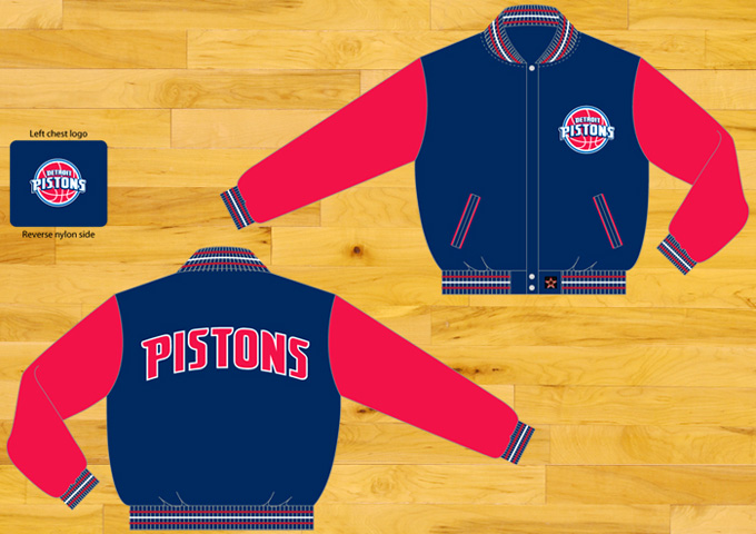 Detroit Pistons / Navy and Red - NBA Wool Reversible Jacket