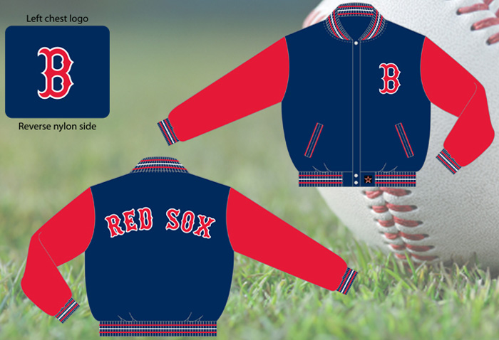 Boston Red Sox / Navy and Red - MLB Wool Reversible Jacket
