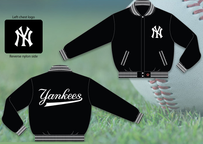 New York Yankees / Black - MLB Wool Reversible Jacket