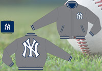 New York Yankees / Grey and Blue - MLB Wool Reversible Jacket