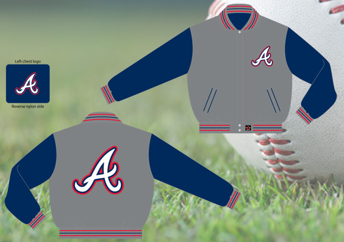 Atlanta Braves / Grey and Navy - MLB Wool Reversible Jacket