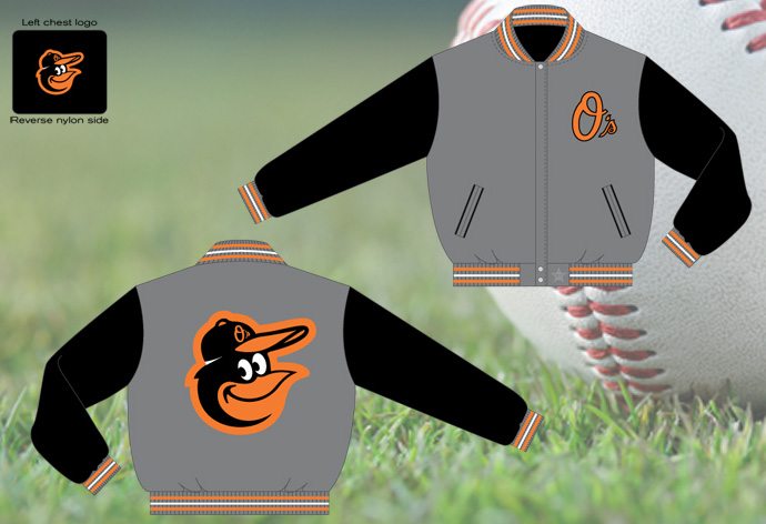 Baltimore Orioles / Grey and Black - MLB Wool Reversible Jacket