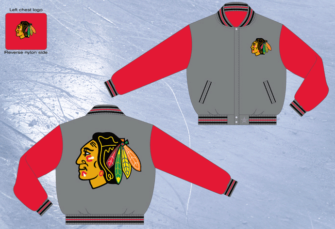 Chicago Blackhawks / Grey and Red - NHL Wool Reversible Jacket