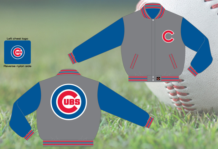 Chicago Cubs / Grey and Royal - MLB Wool Reversible Jacket