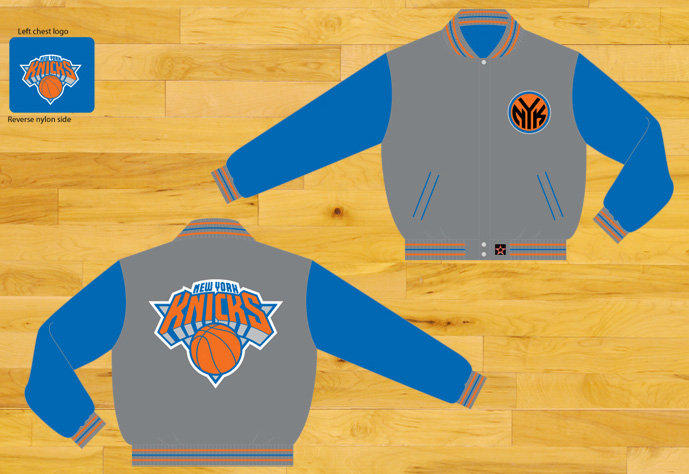 New York Knicks / Grey and Royal - NBA Wool Reversible Jacket