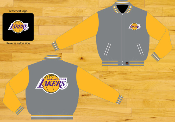 Los Angeles Lakers / Grey and Gold - NBA Wool Reversible Jacket