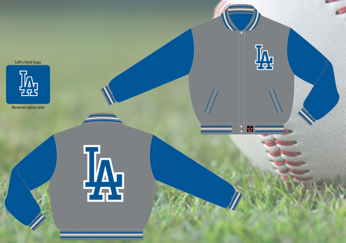 Los Angeles Dodgers / Grey and Royal - MLB Wool Reversible Jacket