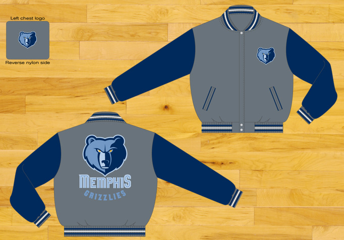 Memphis Grizzlies / Grey and Navy - NBA Wool Reversible Jacket