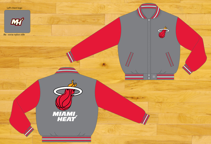 Miami Heat / Grey and Red - NBA Wool Reversible Jacket