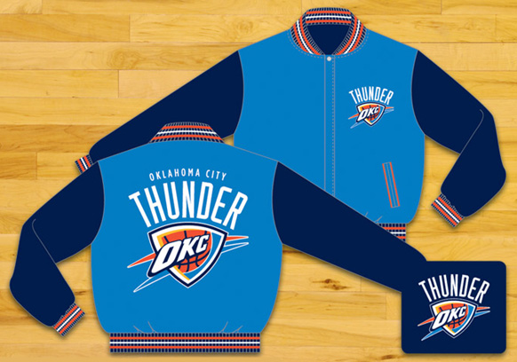 Oklahoma City Thunder / Blue and Navy - NBA Wool Reversible Jacket