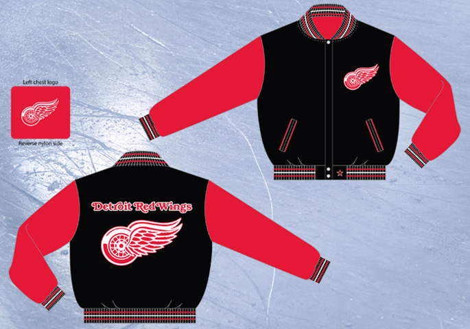 Detroit Red Wings / Black and Red - NHL Wool Reversible Jacket