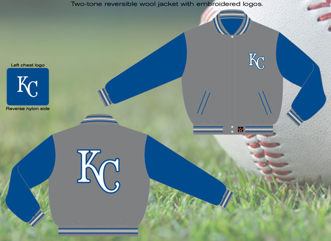 Kansas City Royals / Grey and Royal - MLB Wool Reversible Jacket