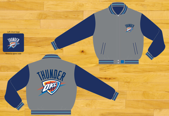 Oklahoma City Thunder / Grey and Navy - NBA Wool Reversible Jacket