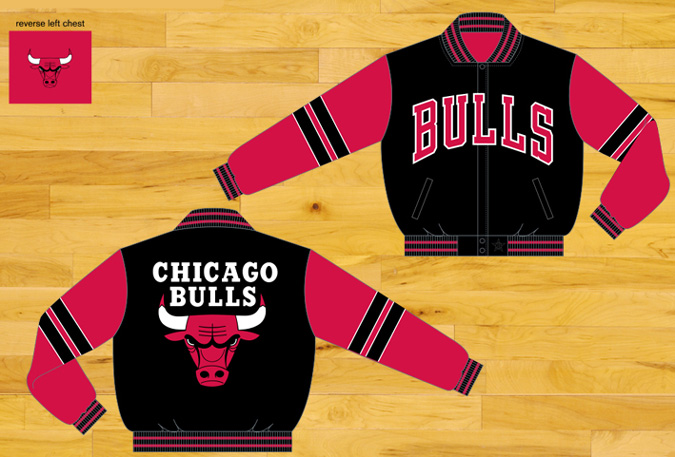 Chicago Bulls / Black and Red - NBA Wool Reversible Jacket