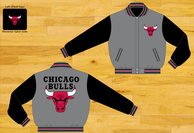 Chicago Bulls / Gray and Black - NBA Wool Reversible Jacket