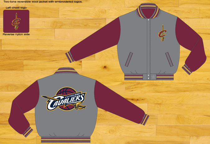 Cleveland Cavaliers / Gray and Wine - NBA Wool Reversible Jacket
