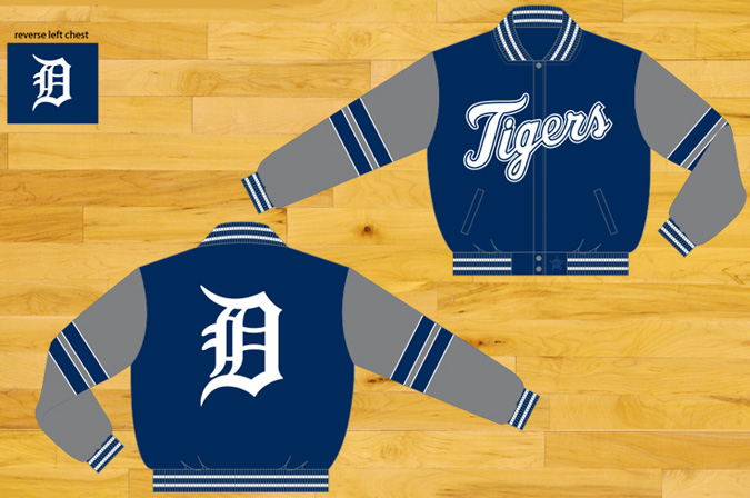 Detroit Tigers / Navy and Gray - MLB Wool Reversible Jacket