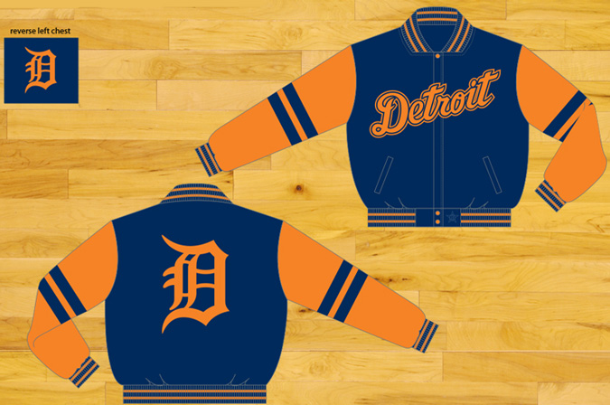 Detroit Tigers / Navy and Orange - MLB Wool Reversible Jacket